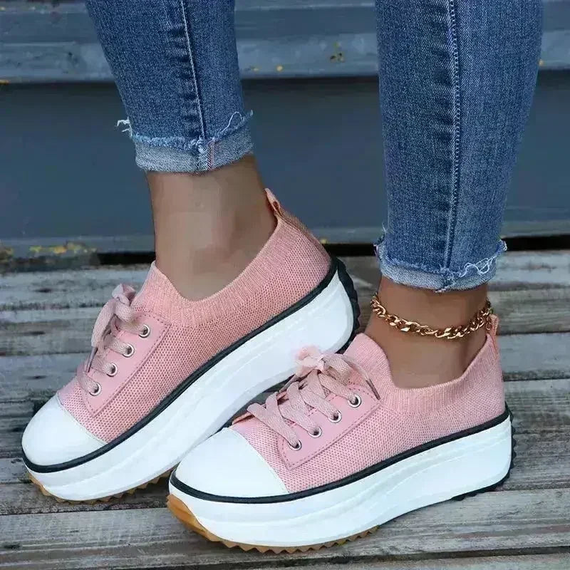 Summer Woman Vulcanize Shoes Knitted Breathable Sneakers - Femstylo