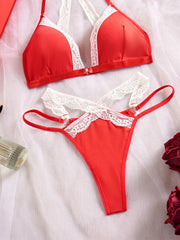 New Red Summer Sujetadores Lingerie Woman Lace Transparent Underwear Fairy Brief Sets Delicate Bra Kit Push Up Breves Sets