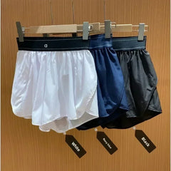 Outdoor Running Anti-Shine Sports Shorts Letter High Waisted Webbing Yoga Fitness Quick Dry Shorts