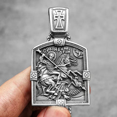 Fairy Tale St George Slaying Dragon Stainless Steel Men Women Necklaces Pendants Chain Punk Jewelry Creativity Gift Wholesale