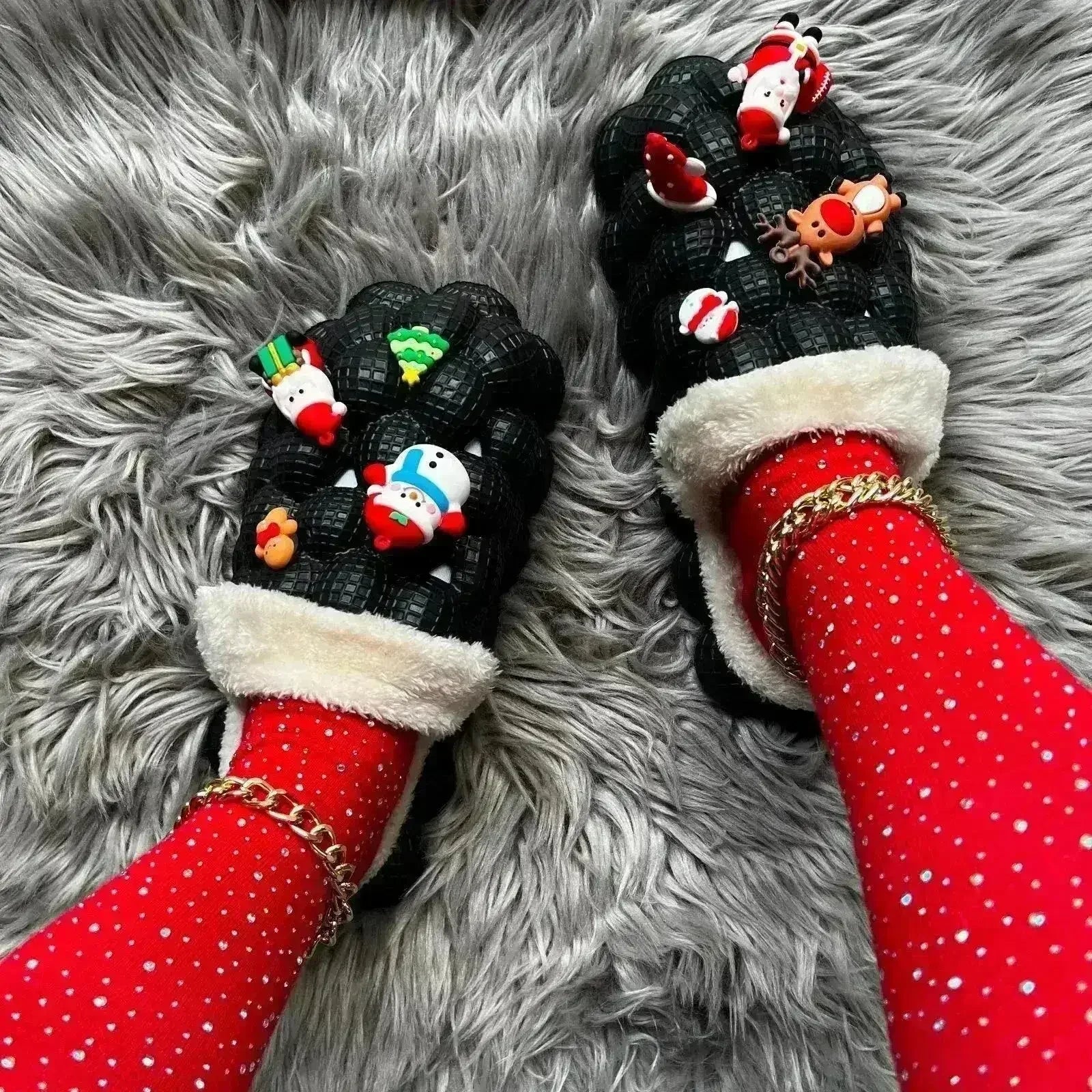 Furry House Slides for Chirstmas Funny DIY Bubble Slippers - Femstylo