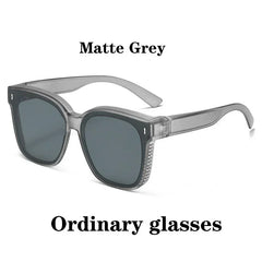 Fashion Square Polarized Sunglasses Cover Over Myopia Prescription Glasses Portable Men Women Vintage Fishing Driving Eyewear 