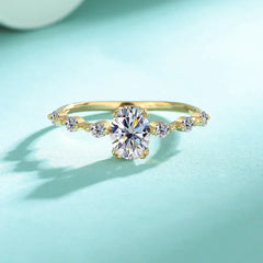 IGOTOS 1CT Oval Cut Moissanite Engagement Ring with Certificate Pass Diamond Test 925 Sterling Silver Wedding Bands Fine Jewelry