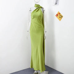 Backless Lace-Up Maxi Dress | Ribbon Sleeveless Evening Gown - Femstylo