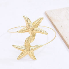 New Fashion Golden Alloy 2 Starfish Arm Bracelet for Women Summer Beach \Dance Party Cuff Bracelets Jewlery Accessories Gifts