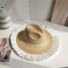Straw summer hat French elegant ladies seaside travel sun hat Hepburn style wide brim hat 햇빛가리개 모자 모자