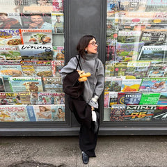 Fashion Women's Stand Collar Woolen Coats Long Sleeve Loose Female Short Coat 2025 Autumn Winter Office Lady Street Jacket