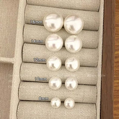 Korean Elegant White Glossy Pearl Stud Earrings For Women Exquisite Simple Imitation Pearl Round Earring Wedding Party Jewelry
