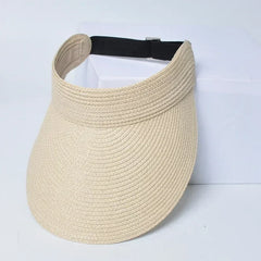 Spring and Summer Women's Outdoor Sunshade Straw Hat Fashion Empty Top Duck Tongue Hat Big Brim Cap G37