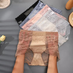 XL-3XL Big Size Women Lace Panties Summer Transparent Hollow Briefs Female Lingerie Sexy Underwear Breathable Underpants New