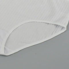 1pc Women's Cotton High Waist Panties – Vertical Stripe Plus Size Underwear Breathable Solid Lingerie Shorts Simple Lady Briefs