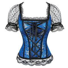 Fashion Princess Style Women Lingerie Bodyshaper Bridal Corset Bustier Tops For Women Short-Sleeve Lace Up Corselet Plus Size
