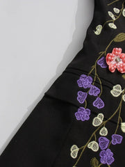 TWOTWINSTYLE Hit Color Spliced Appliques Fashion Blazers for Women Lapel Long Sleeves Patchwork Bead Temperament Blazer Female