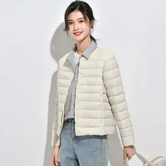Lightweight Down Jacket Women's Autumn and Winter 2025 New Short Slim-fit V-neck Round Neck Mother's Wear All-match Warm Jacket