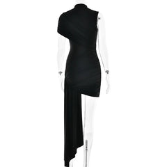 Irregular Pleated Mini Dress | Tassel Hem Streetwear Dress - Femstylo