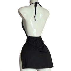 V Neck Backless Sundress | Sexy Lace Up Beach Dress -femstylo