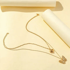 Luxurious Square Pink Zircon Pendant Necklace For Women Fashionable Personalized Daily Accessory Party Jewelry Birthday Gifts