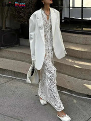 Weird Puss Embroidery Ruffles Dress Women Sexy Deep V-Neck Slits See Through Solid Tassel Petal Cuffs Street Elegance Vestidos