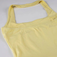 Tornova Vacation Halter Mini Dress For Women Solid High Waist Puffy Dress Ruffled Splice Fashion Sexy Slim Dress 2025 Summer New