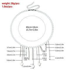 Fashion Heart Beaded Necklace for Women Boho Elegant Irregular Crystal Chain Y2K Choker Exquisite Party Gift Jewelry Accessories