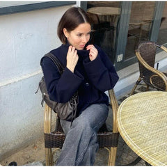 Fashion Women's Stand Collar Woolen Coats Long Sleeve Loose Female Short Coat 2025 Autumn Winter Office Lady Street Jacket