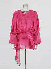 Women's A-Line Mini Dress with Long Sleeves & Empire Waist