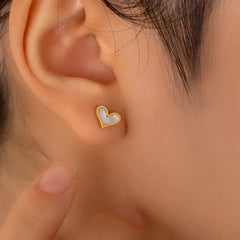 ANENJERY 316L Stainless Steel Heart Shell Necklace Bracelet Earrings For Women Girls Simple Fashion Jewelry Set Gifts Wholesale