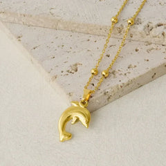 1Pc Temperament Fashion Summer Beach Blue Marine Life Sea Horse Shell Turtle Mini Fish Bead Necklace Classic Clavicle Chain