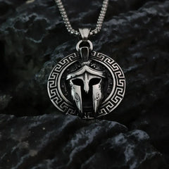 European and American Vintage Spartan Viking Mask Warrior Men's Titanium Steel Necklace Fashion Trend Helmet Handmade Pendant