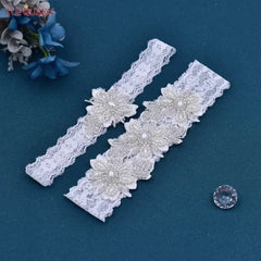 TOPQUEEN ST40 Sexy Lace Flower Thigh Ring Crystal Beaded Pearls Wedding Garter Belt Bridal Cosplay Fashion Stocking Ring