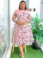 Wedding Party Women Dress Dashiki Print Midi Robe Dubai African Evening Gown 2025 Fashion Clothing Elegant Ladies Dresses Boubou