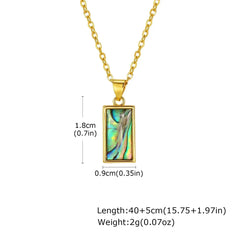 Summer Waterproof Necklace for Women, Nature Abalone Shell Heart Square Round Shape Pendant Statement Jewelry