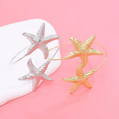 New Fashion Golden Alloy 2 Starfish Arm Bracelet for Women Summer Beach \Dance Party Cuff Bracelets Jewlery Accessories Gifts