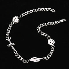 Men Hip Hop Full Rhinestone King Queen Pendants Necklaces Bling Bling Iced Out Cuban Link Chain Hiphop Necklace Men Jewelry Gift