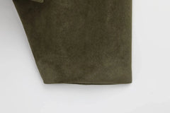 TRAFZA Women Brown Green Suede Jacket Loose Casual Bomber Coat Lapel Zipper Long Sleeve Jackets Vintage Lady Motorcycle Outwears