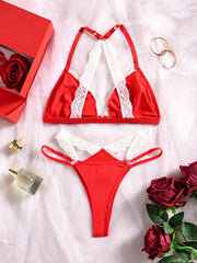 New Red Summer Sujetadores Lingerie Woman Lace Transparent Underwear Fairy Brief Sets Delicate Bra Kit Push Up Breves Sets