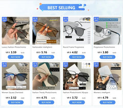 New Fashion Photochromic Myopia Glasses Vintage Rimless Square Women Men Anti Blue Light UV Sunglasses Optical Diopter Eyewear