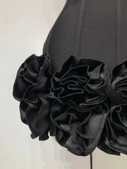 Women Evening Bandage Dress Strapless Bodycon Flowers Mini Celebrity Sexy Birthday Party Dresses Photo Shoot Nightclub Outfit