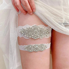 K03 2 PCS Sexy Lace Flower Crystal Pearls Wedding Garter Belt Thigh Ring Bridal Leg Garter Stocking Garter Belt Girl Women