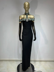 Summer Bandage Dress 2025 Women Celebrity Sexy Diamonds Crystal Black Maxi Long Bodycon Elegant Evening Club Party Dress