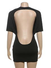 Nibber o-Neck Sexy Backless Mini Dress Women Y2K Solid Trend Style Half Sleeve Spicy Girls Street Midnight Fashion Slim Outfits