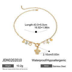 Zora Colorful Summer Holiday Style Conch Pendant Necklace Women's 18K Gold-plated Stainless Steel Multi Charm Fashion Jewelry