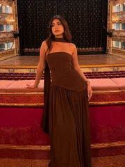 Butter Yellow Mesh Splicing Long Dress Elegant Strapless Split Backless Pleated Gowns For Women 2025 Lady Evening Party Gowns