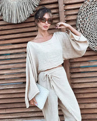 Organic Cotton Long Sleeve Crop Top - Sustainable & Handmade - Femstylo