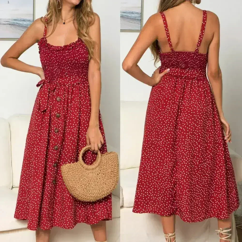 Polka Dot Maxi Dress – Light & Flowy Summer Dress - Femstylo