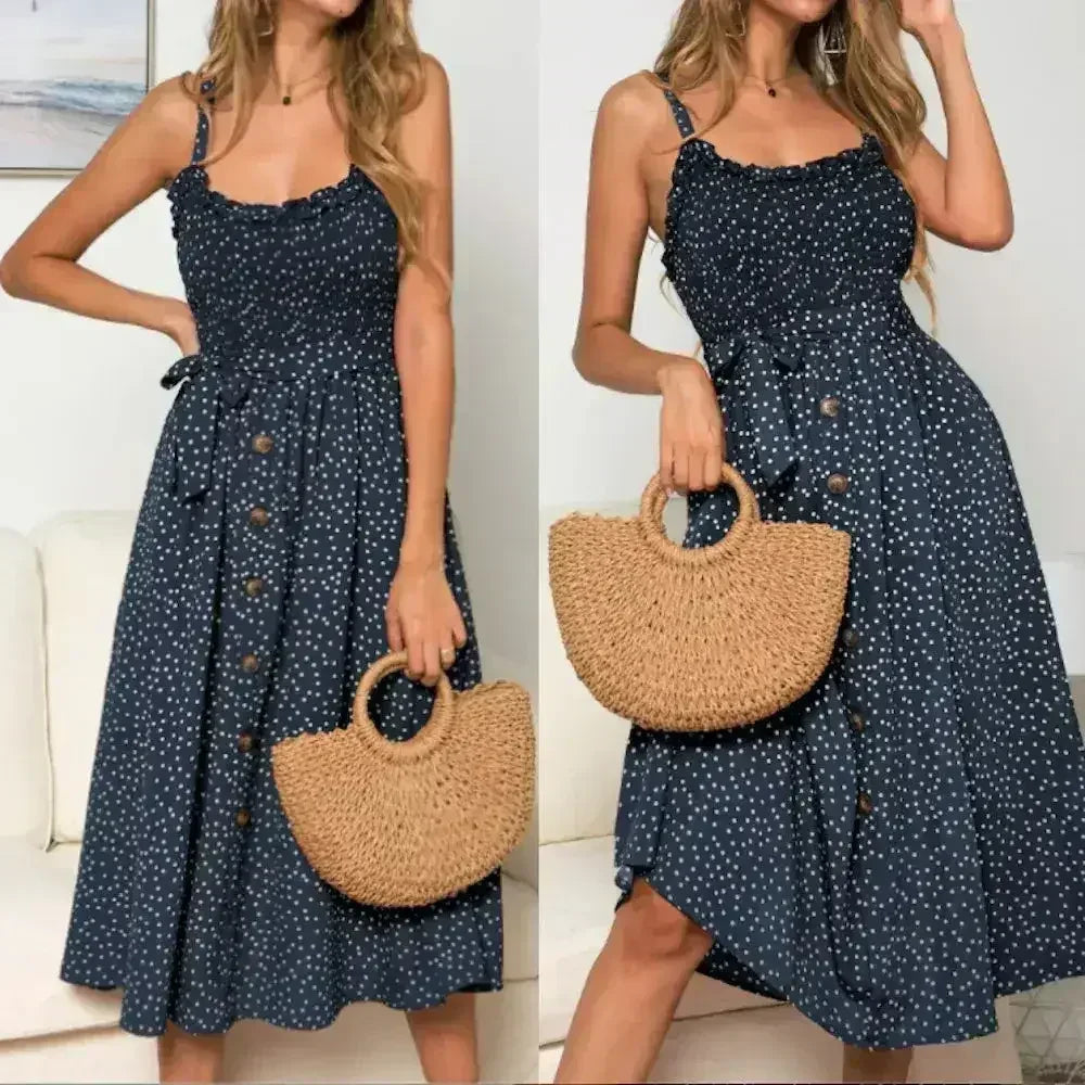 Polka Dot Maxi Dress – Light & Flowy Summer Dress - Femstylo