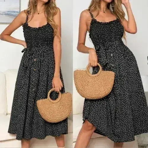 Polka Dot Maxi Dress – Light & Flowy Summer Dress - Femstylo
