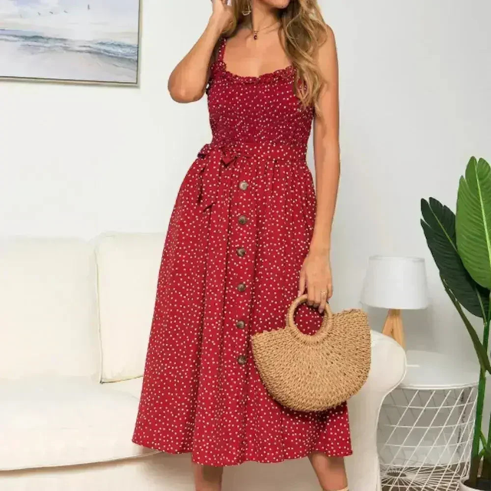 Polka Dot Maxi Dress – Light & Flowy Summer Dress - Femstylo