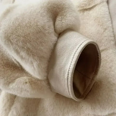 White Faux Fur Jacket – Vegan Leather Trimmed Cuffs | S-XXL - Femstylo