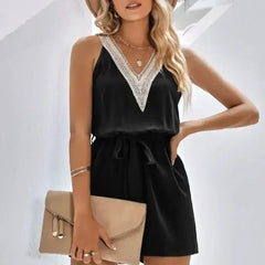 Women Sleeveless V-Neck Romper – Stylish Summer Romper - Femstylo